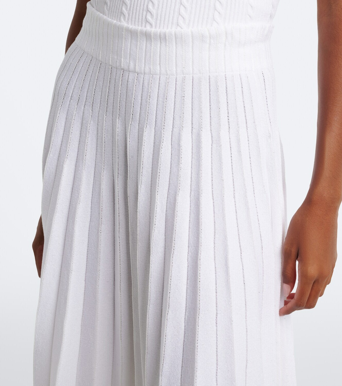 Balmain Sequined knitted pleated maxi skirt