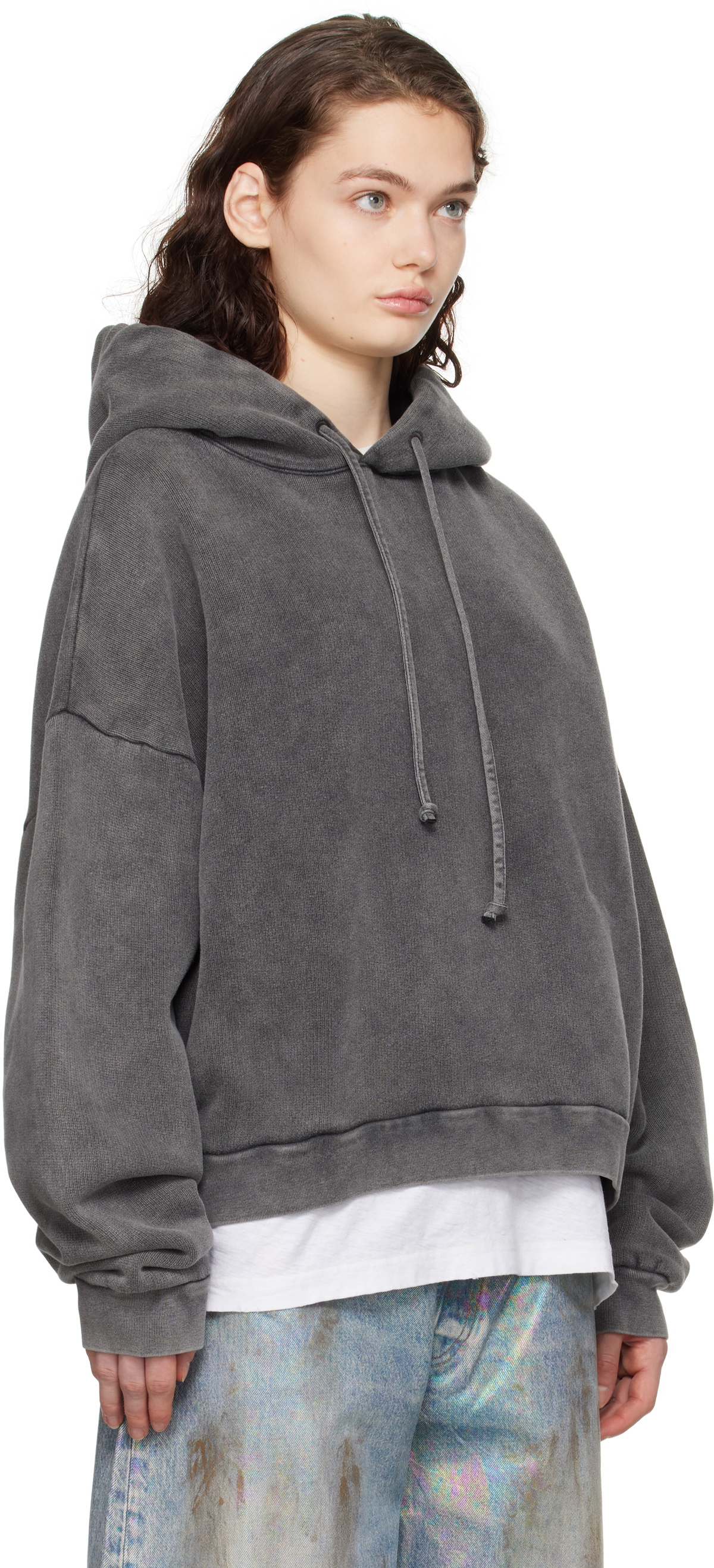 Acne Studios Gray Logo Patch Hoodie Acne Studios