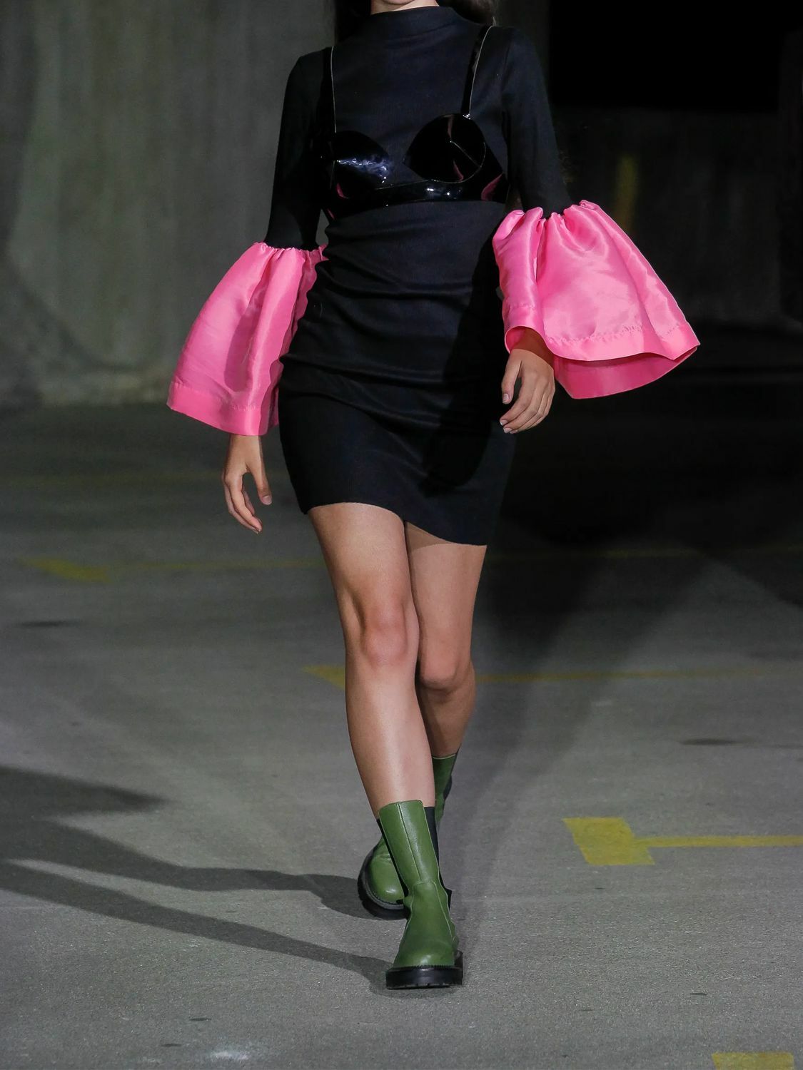 MARQUES'ALMEIDA Jersey & Ruffled Taffeta Mini Dress