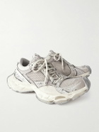 Balenciaga - Stapler Distressed Mesh and Rubber Sneakers - Gray