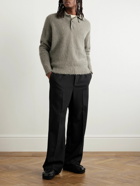 AMI PARIS - Brushed-Knit Polo Shirt - Gray