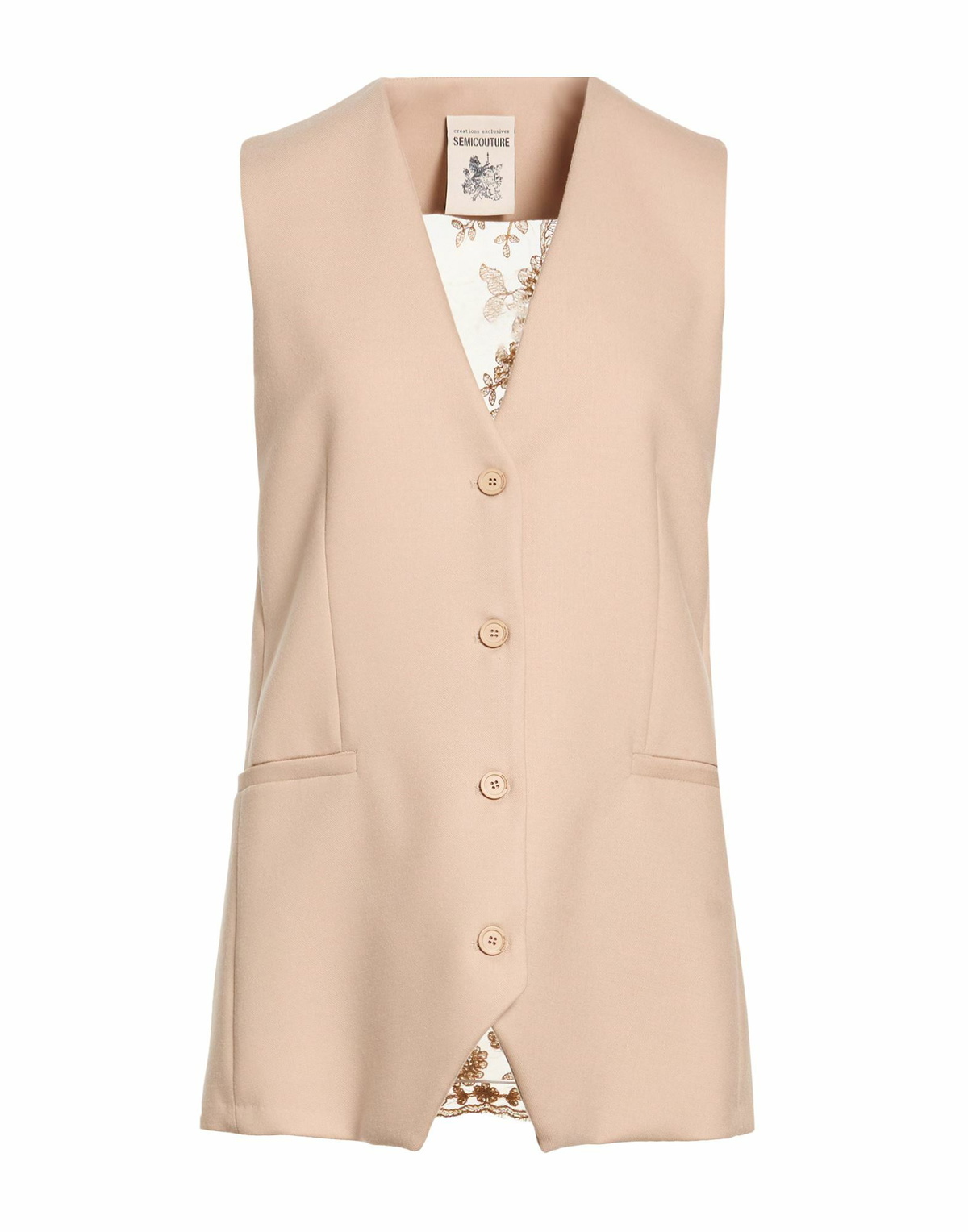 Semicouture Womens Tailored Vest Sand
