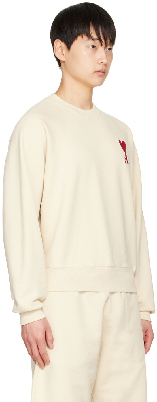 AMI Alexandre Mattiussi SSENSE Exclusive Off-White Ami de Cœur Sweatshirt