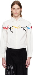 KidSuper White Embroidered Figures Shirt
