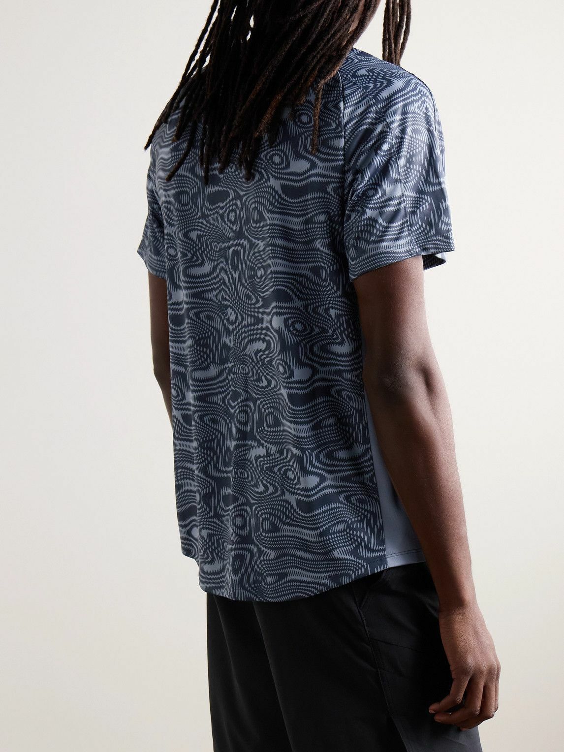 Nike Tennis - NikeCourt Victory Logo-Embroidered Printed Dri-FIT Tennis T-Shirt - Blue