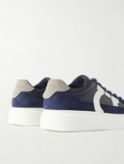 FERRAGAMO - Suede-Trimmed Leather Sneakers - Blue
