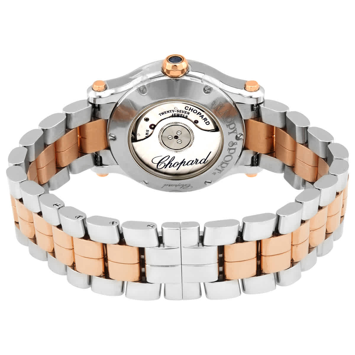 Chopard Happy Sport Automatic 18kt Rose Gold & Stainless Steel & Diamonds Ladies Watch 278573-6019