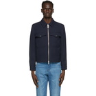 AMI Alexandre Mattiussi Navy Gabardine Zipped Jacket