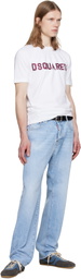 Dsquared2 White Vintage Fade Cool Football Fit T-shirt