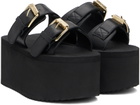 Moschino Black Lettering Logo Wedge Sandals