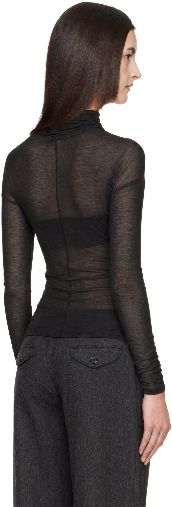 Victoria Beckham Black Draped Turtleneck