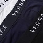 Versace Men's Logo Waistband Trunks - 3 Pack in Black/Black/White