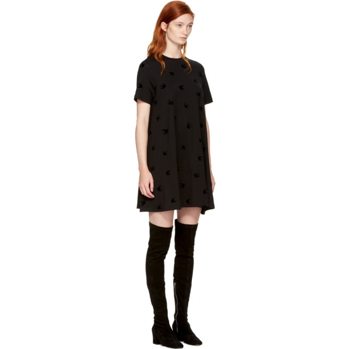 McQ Alexander McQueen Black Micro Swallow Babydoll T Shirt Dress McQ Alexander McQueen