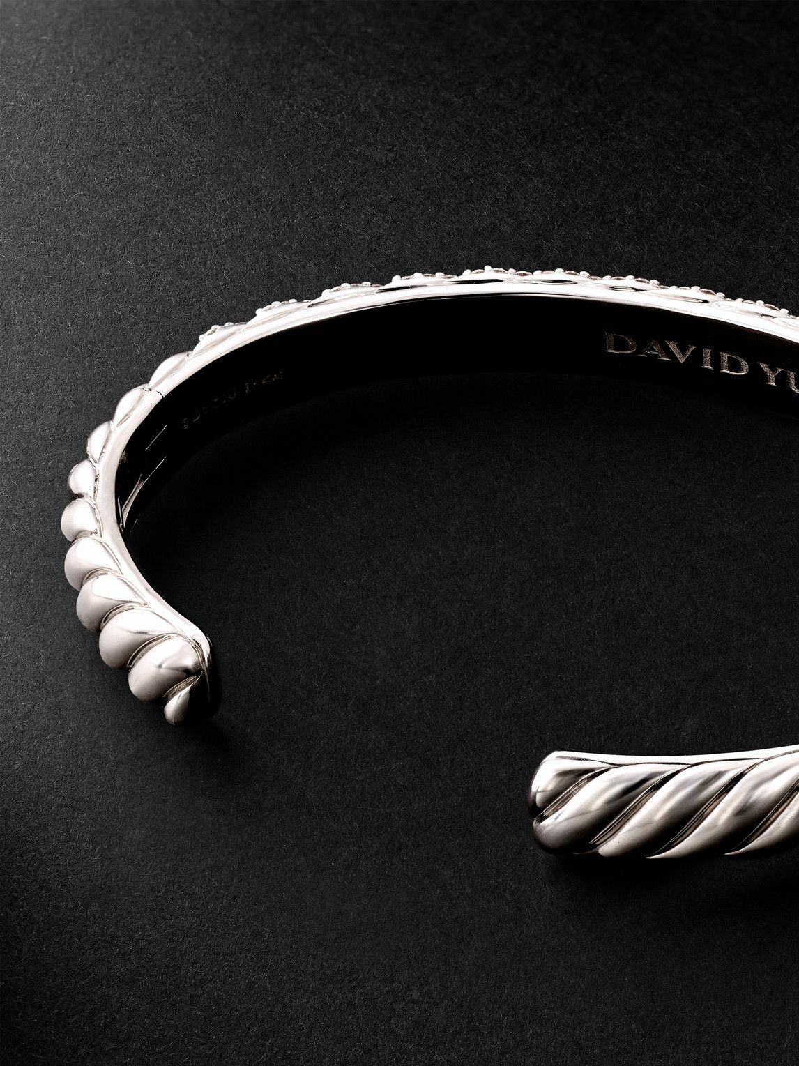 David Yurman - Sculpted Cable 18-Karat White Gold Diamond Cuff