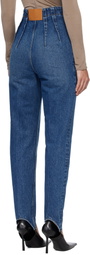 Mugler Blue Denim Cigarette Stirrup Jeans