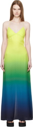 Casablanca Green & Blue Jacquard Monogram Gradient Maxi Dress