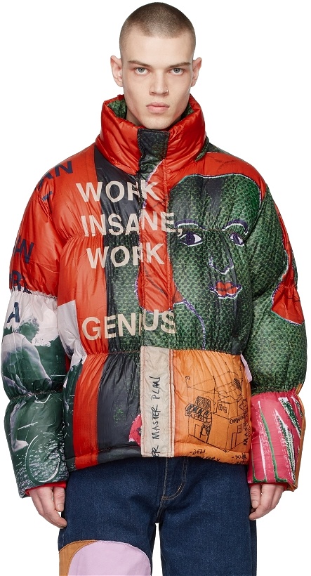 Photo: KidSuper Multicolor Down Genius Collage Puffer Jacket