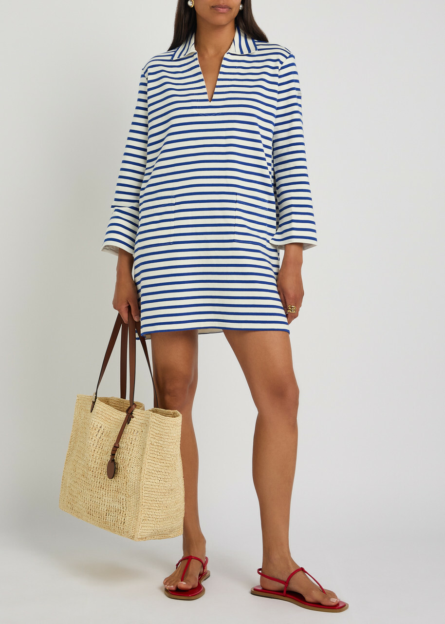 Polo Ralph Lauren Striped Cotton Mini Tunic Dress Blue