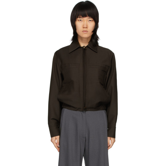 Photo: Eftychia Brown Standing Placket Harrington Jacket