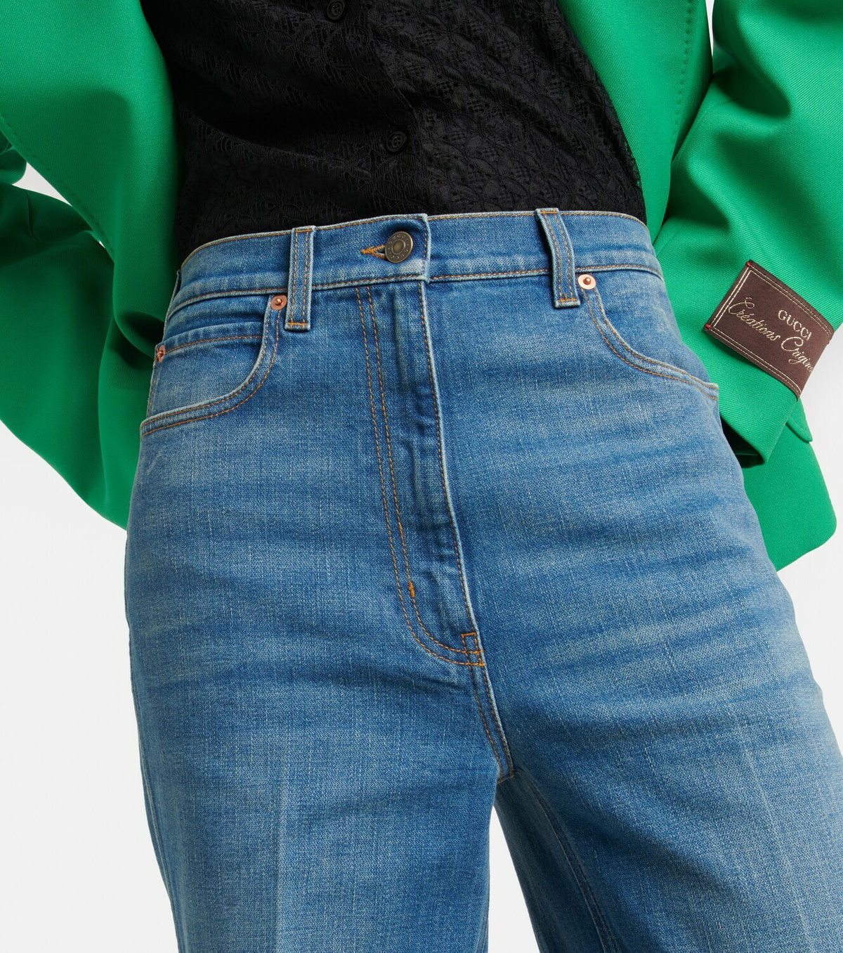 Gucci - Embroidered flared jeans