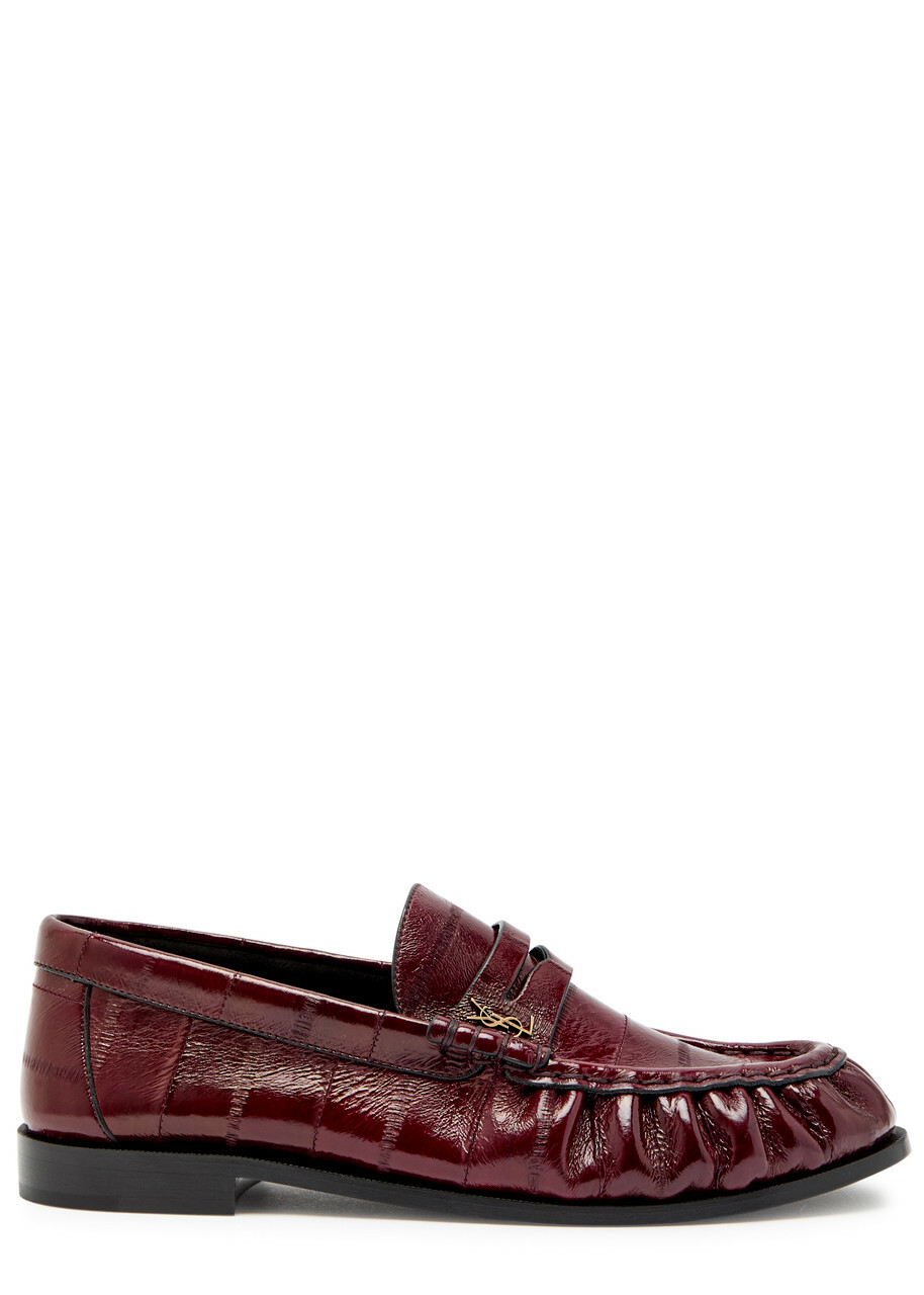 Saint Laurent Le Loafer 15 Glossed Leather Loafers Burgundy