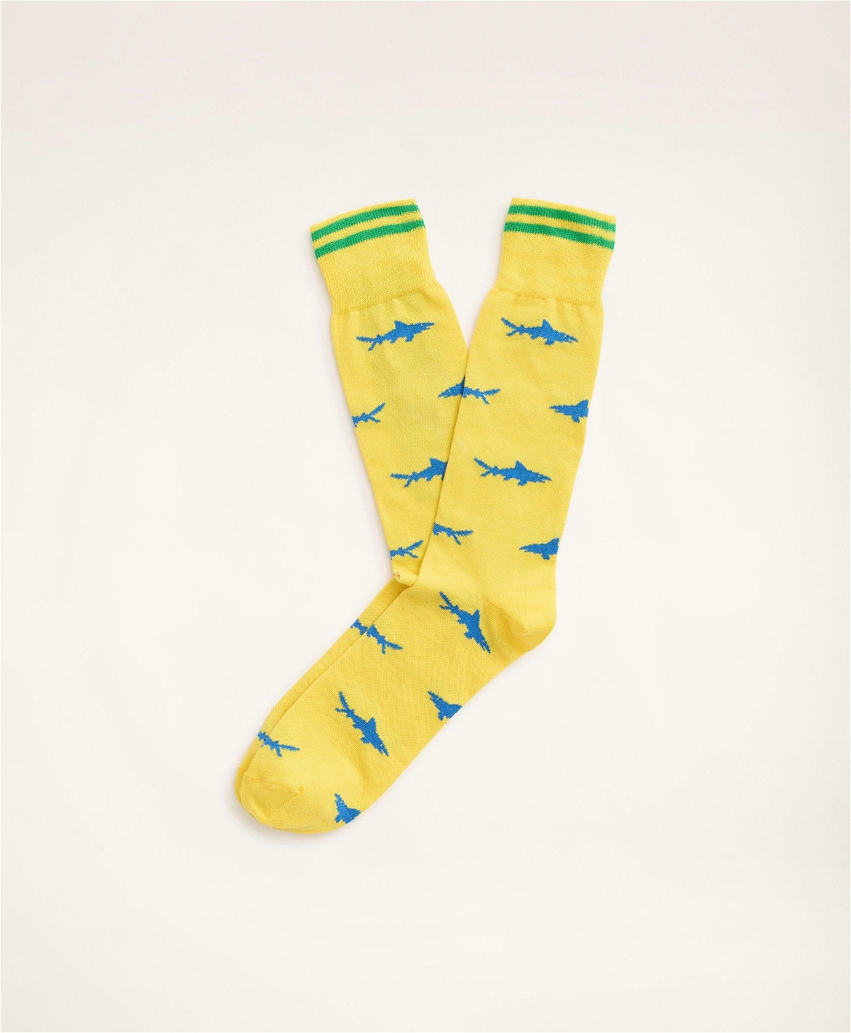 Brooks Brothers Men's Tipped Shark Crew Socks | Yellow/Blue