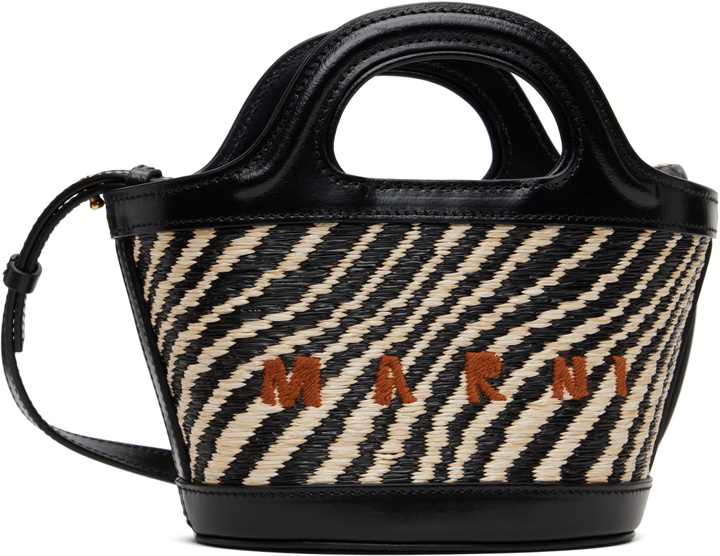 Photo: Marni Black & White Wavy Raffia-Effect Tropicalia Micro Tote
