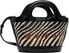 Marni Black & White Wavy Raffia-Effect Tropicalia Micro Tote