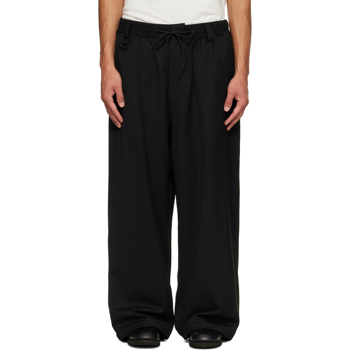 Y-3 Black Wool Straight Leg Trousers