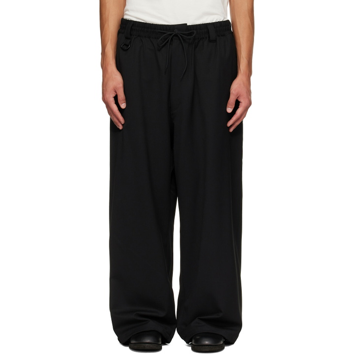 Photo: Y-3 Black Wool Straight Leg Trousers