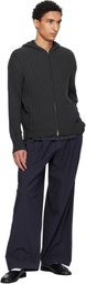 YOKE Gray Cotton Wide Rib Hoodie