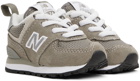 New Balance Baby Gray & Blue 574 Core Bungee Sneakers