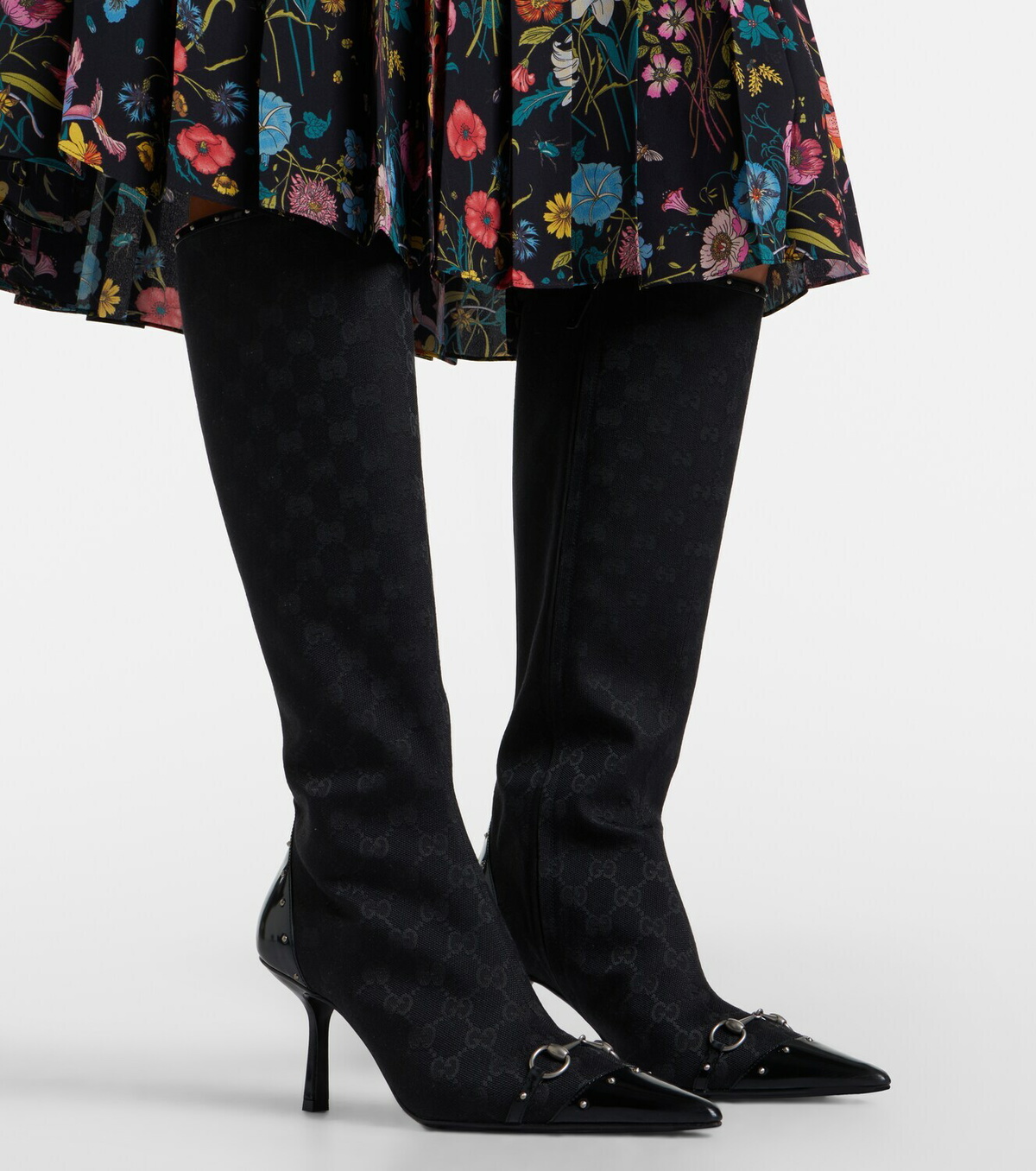 Gucci Savoy Horsebit GG canvas knee-high boots