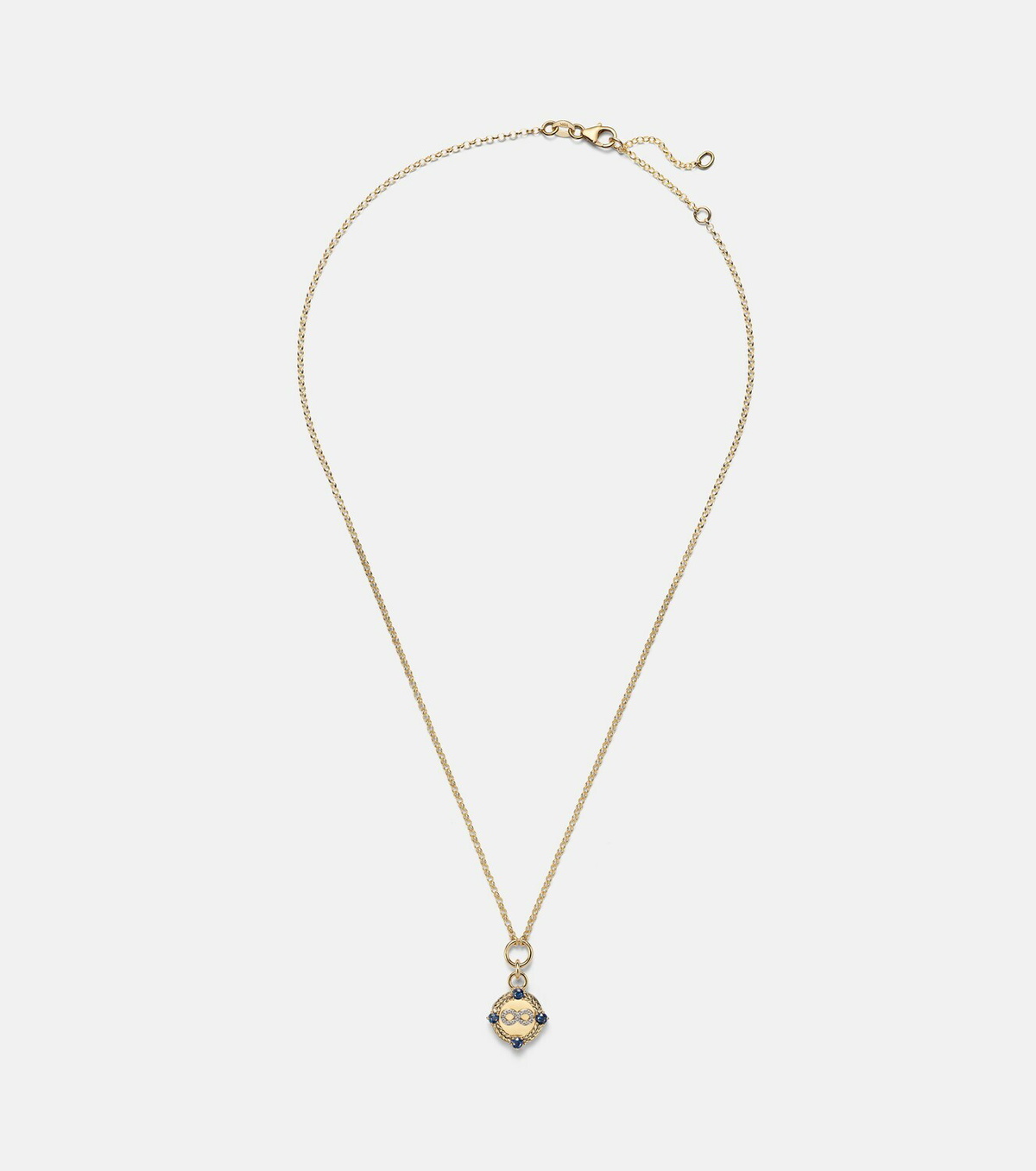 FoundRae Infinite Gratitude 18kt gold necklace with diamonds and sapphires