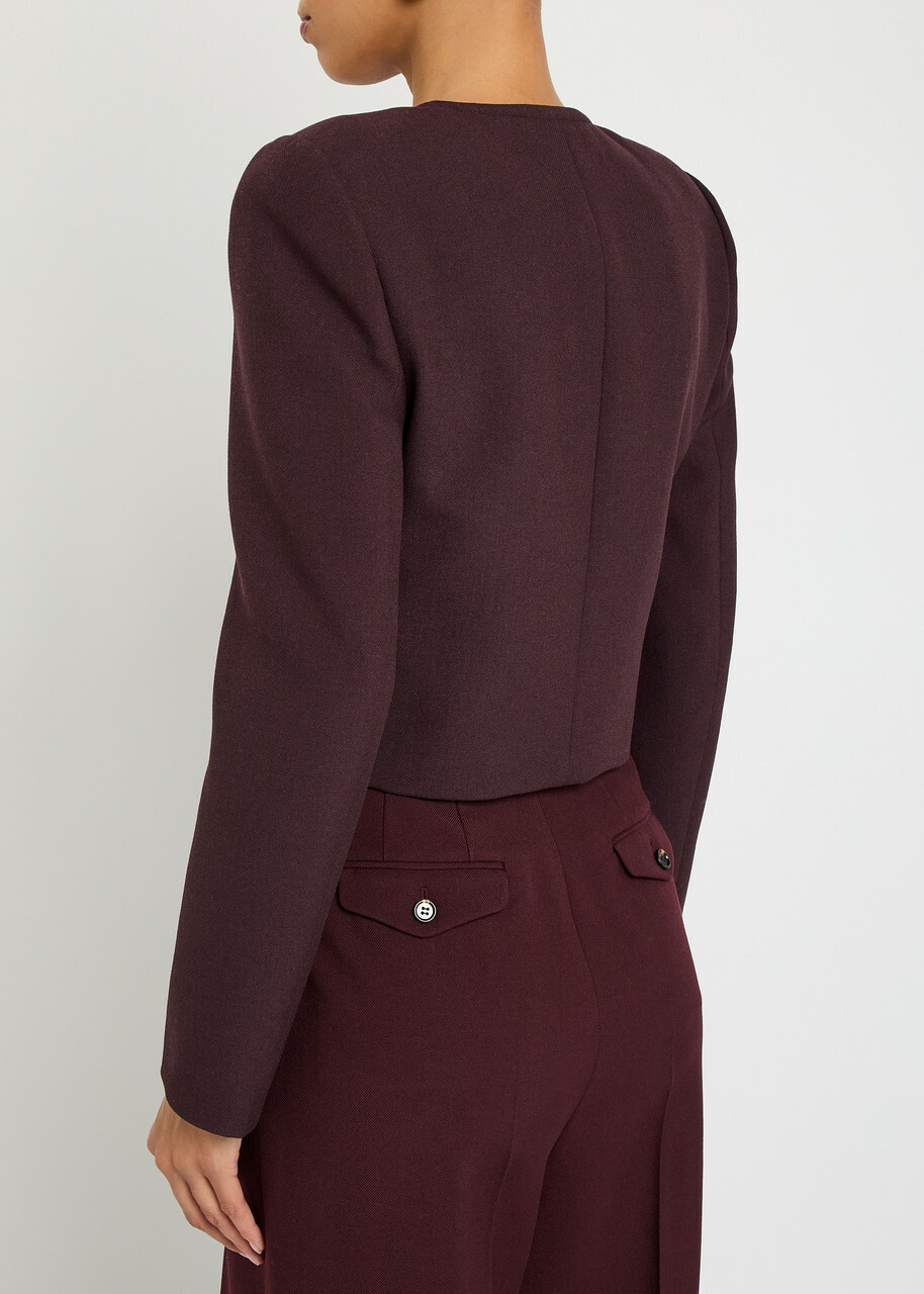 Chloe Darted Cropped Wool Jacket Purple