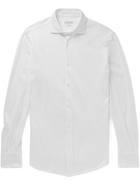 Incotex - Slim-Fit Cutaway-Collar Textured Cotton-Jersey Shirt - White