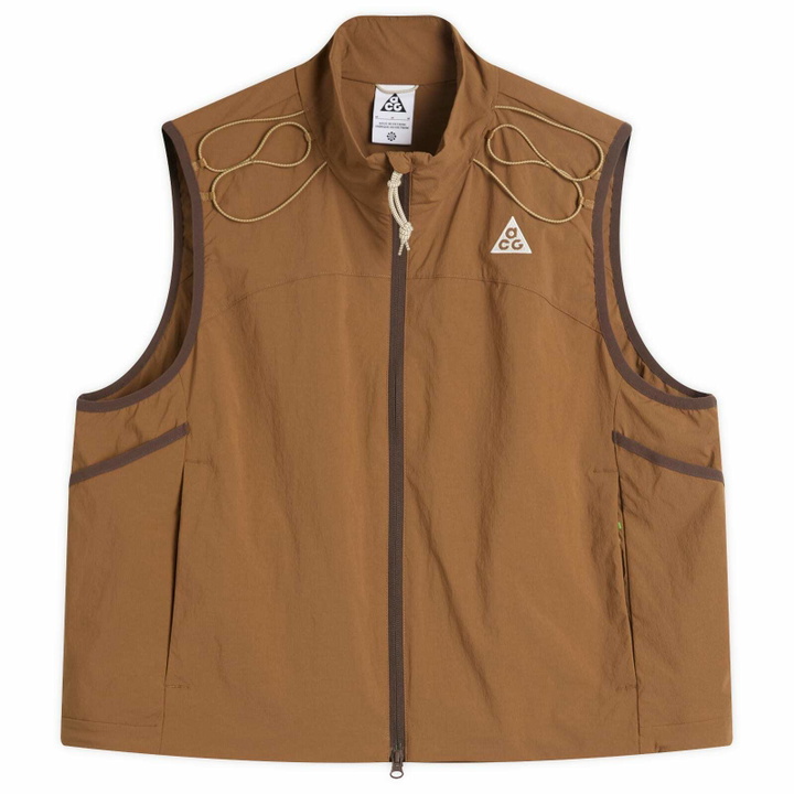 Photo: Nike Men's ACG Death Bloom Vest in Mosswood Brown/Baroque Brown/Parachute Beige