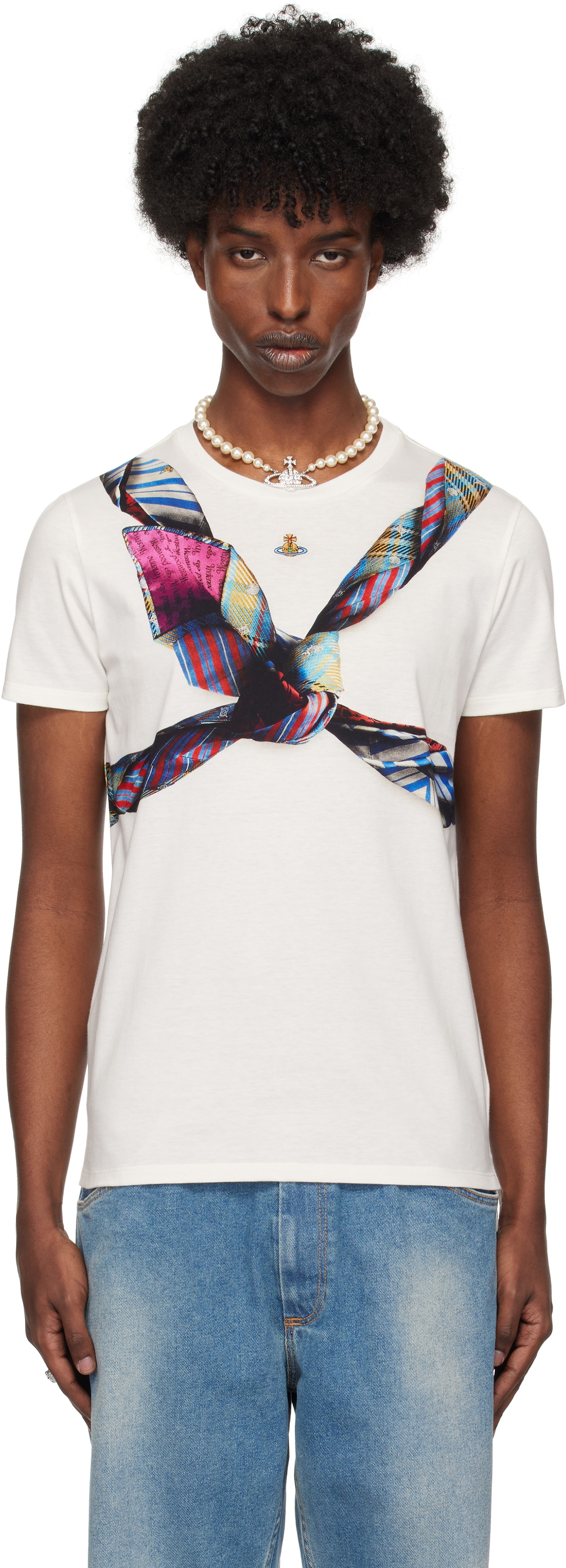 【送料&関税込】Vivienne Westwood Peru T-shirt In White Cott Vivienne Westwood White Peru T-Shirt Vivienne Westwood