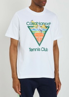 Casablanca Tennis Club Printed Cotton T-shirt White