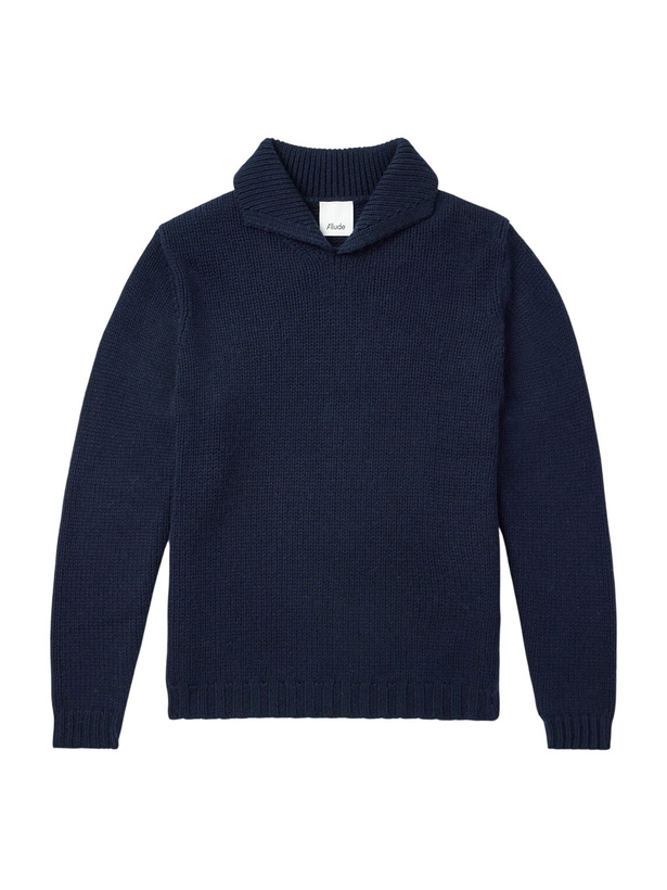 Photo: Allude - Shawl-Collar Virgin Wool and Cashmere-Blend Sweater - Blue