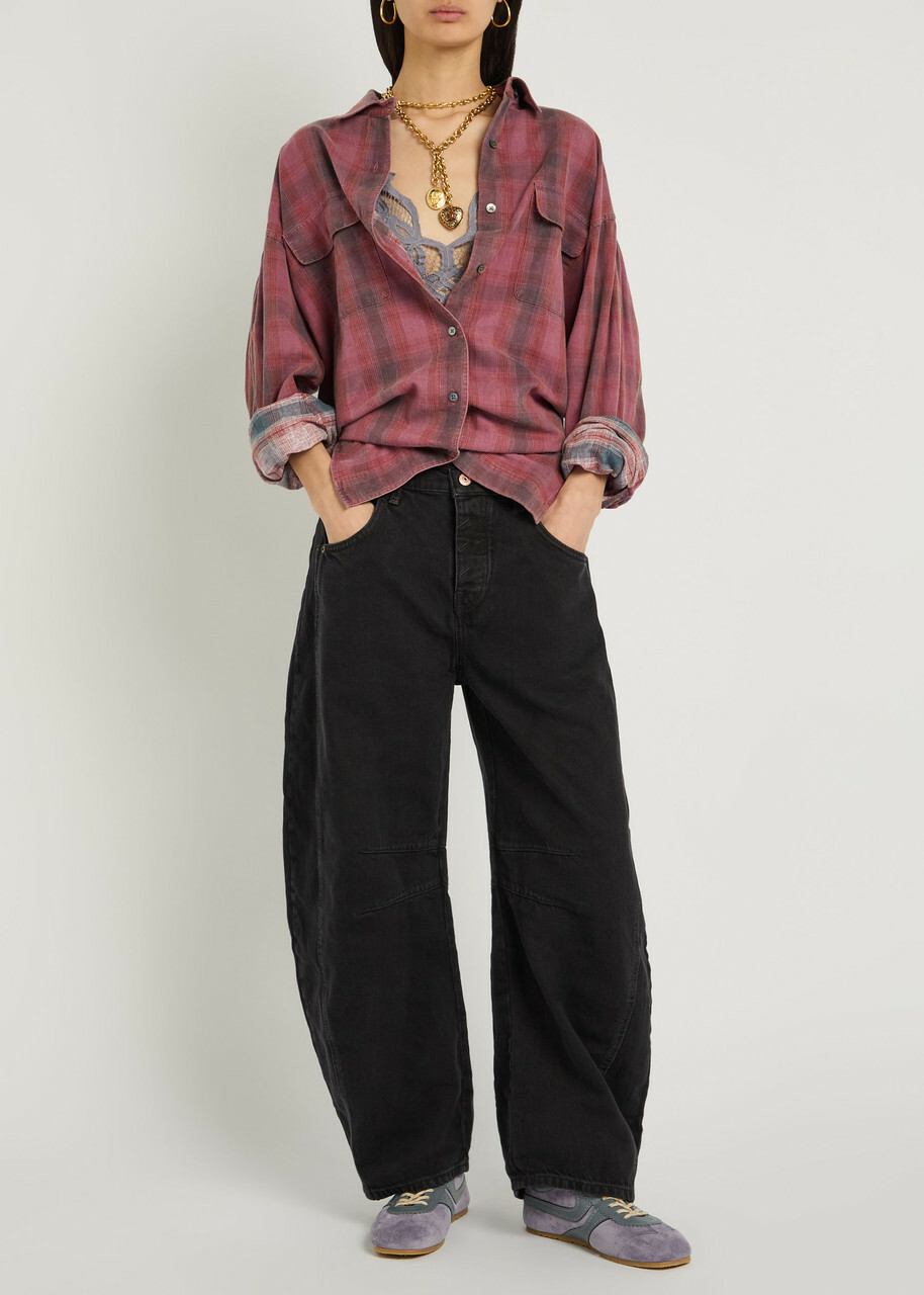 Free People Good Luck Barrel-leg Jeans Black
