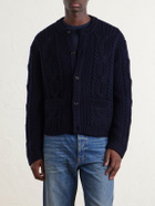 SAINT LAURENT - Cable-Knit Wool Cardigan - Blue