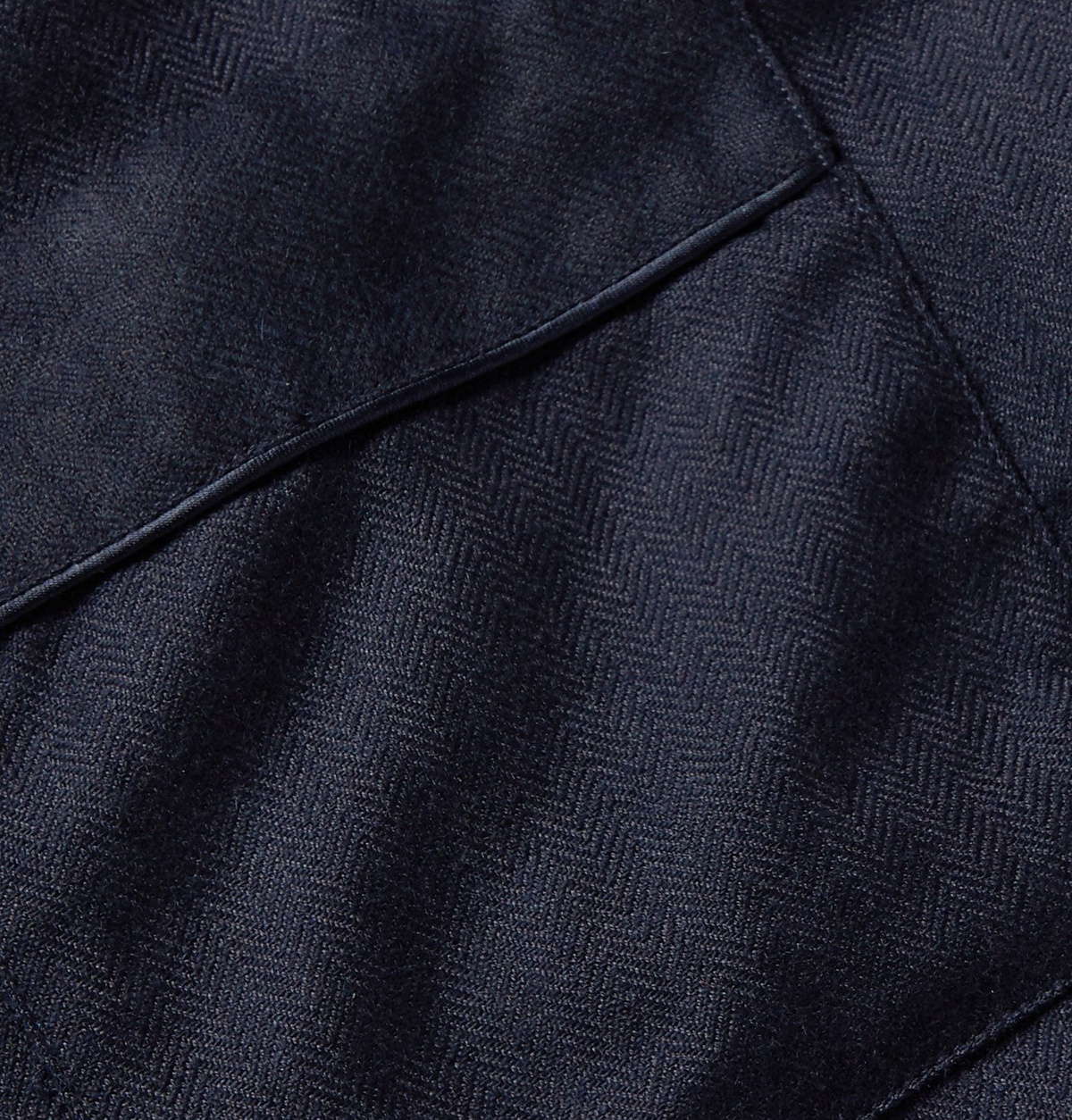 Sulka - Silk-Trimmed Herringbone Cashmere Robe - Blue