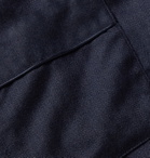 Sulka - Silk-Trimmed Herringbone Cashmere Robe - Blue