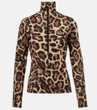 Goldbergh Leona leopard-print half-zip ski top