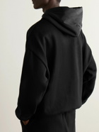 FEAR OF GOD ESSENTIALS - Shell-Trimmed Logo-Appliquéd Cotton-Blend Jersey Hoodie - Black