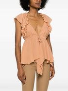 Chloé Orange Ruffled Silk Blouse