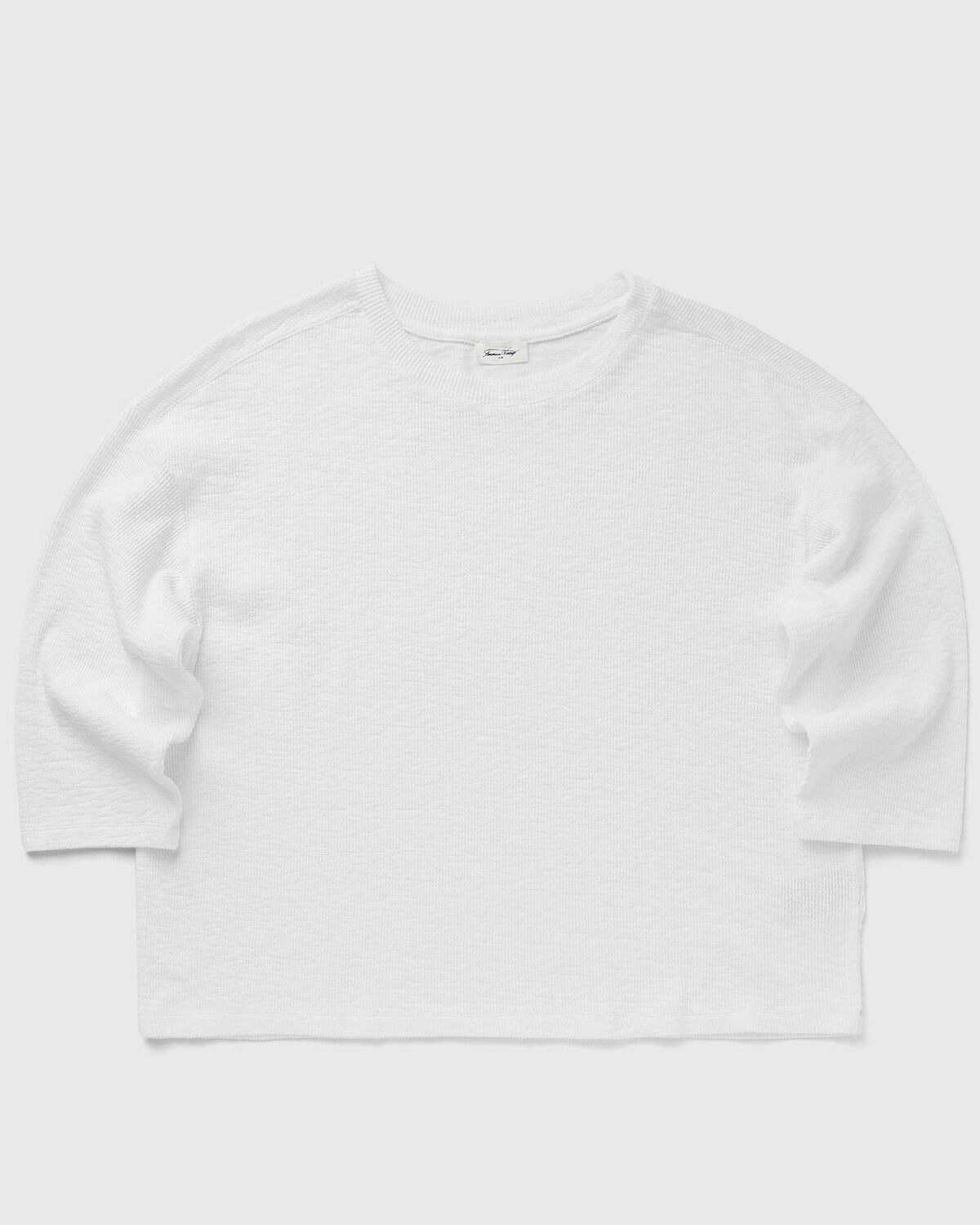 American Vintage T-SHIRT AMPLE MANCHES 7/8 COL ROND White Womens Longsleefe