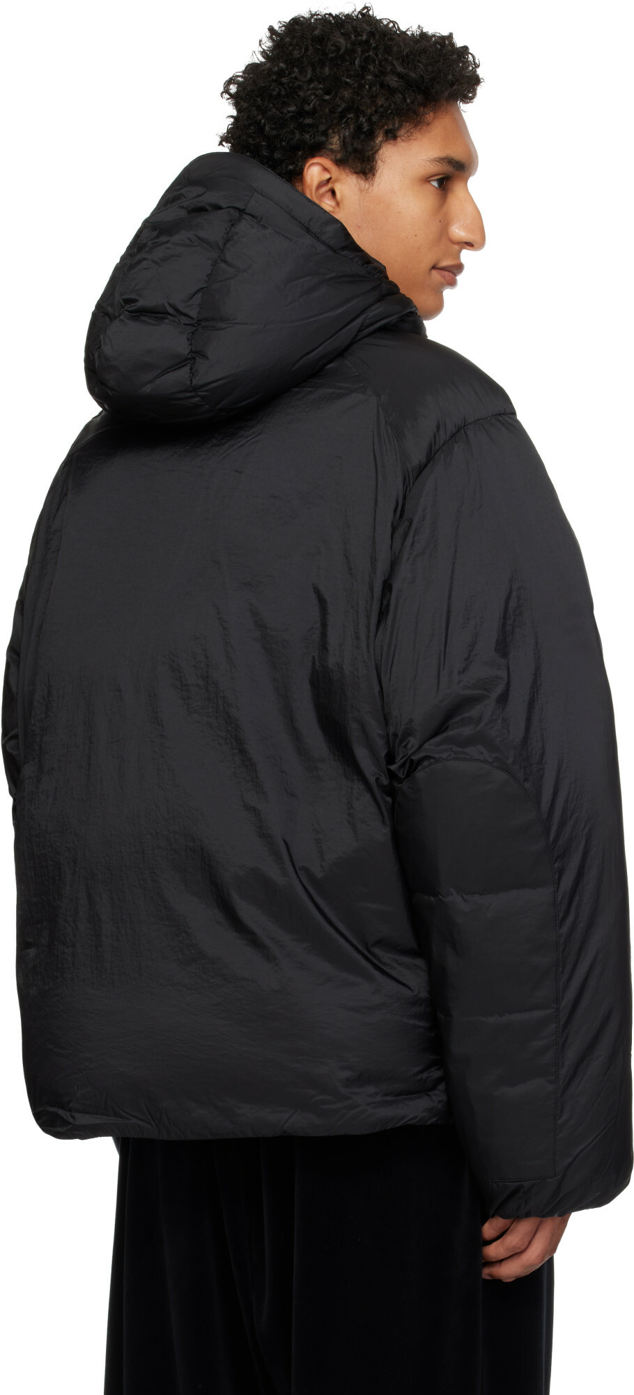 Y-3 Black Hooded Puffer Down Jacket