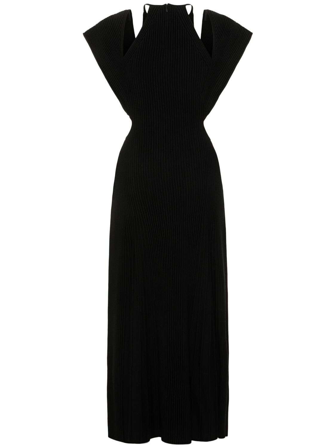 CHLO Wool Rib Knit Cut Out Long Dress Chloe